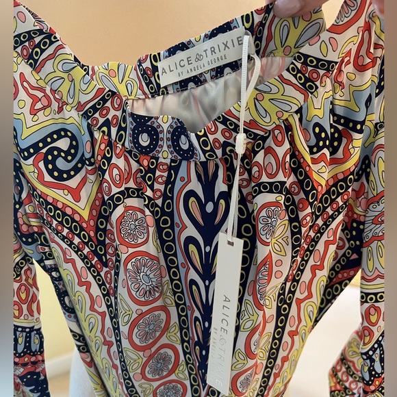 NWT!  Alice and Trixie paisley silk dress in L with tie waist in multi color. - Picture 6 of 8